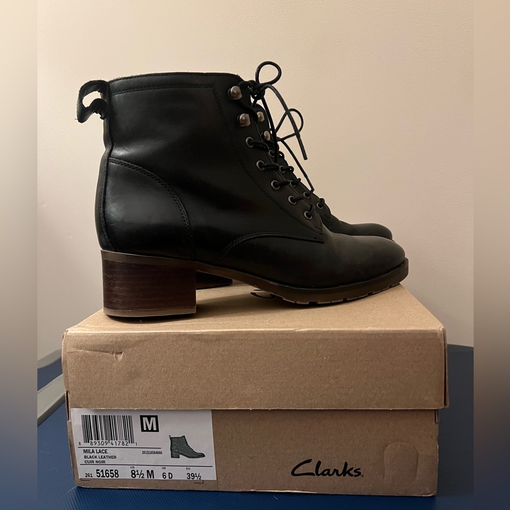 Clark’s Black Leather Lace-up Boots